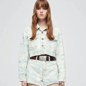 RE/DONE Size Small Cropped Denim Trucker Jacket Sunbleach $385 msrp